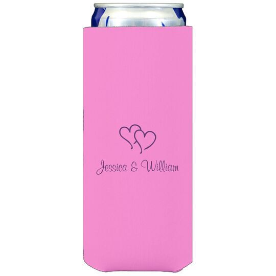 Modern Double Hearts Collapsible Slim Koozies